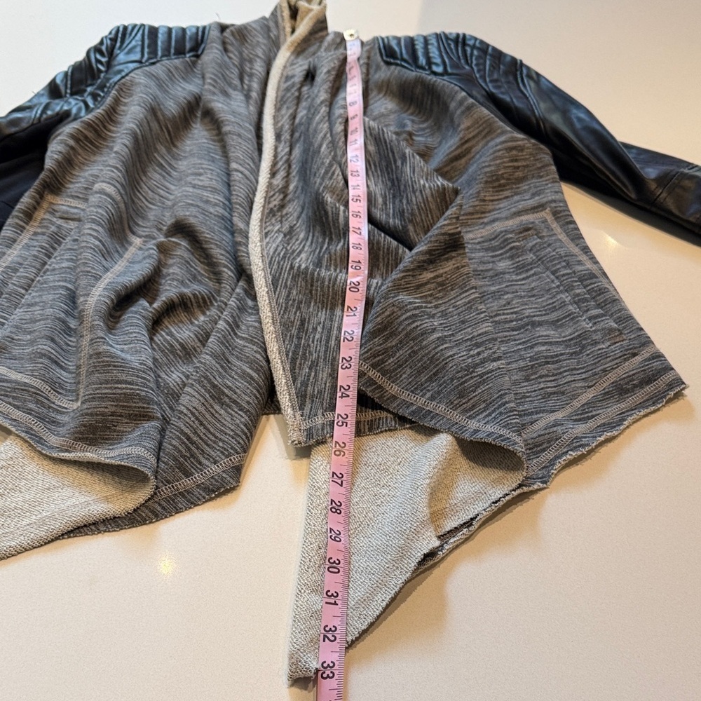 Blank NYC Faux Leather Moto Drape French Terry Wrap Jacket, Size M, FLAWED - Picture 12 of 14
